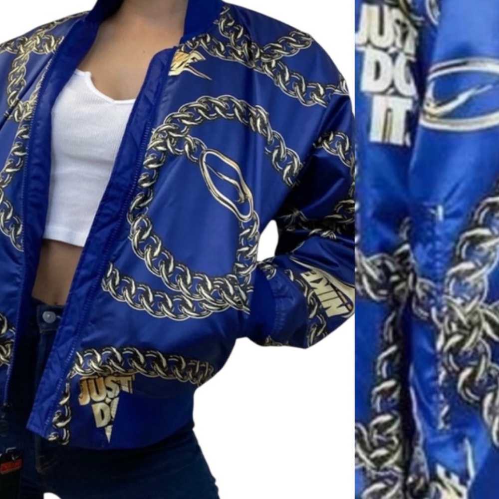 Nike Sportswear Icon Clash Collection Bomber Style Jacket Cobalt Blue NWT